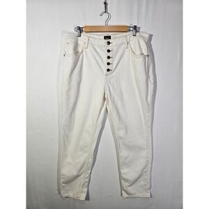 Vintage Aesthetic Lee Button Fly Tapered Jeans Womens 18 M White